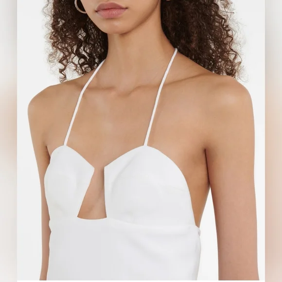 Monot White Halterneck crêpe minidress Xs